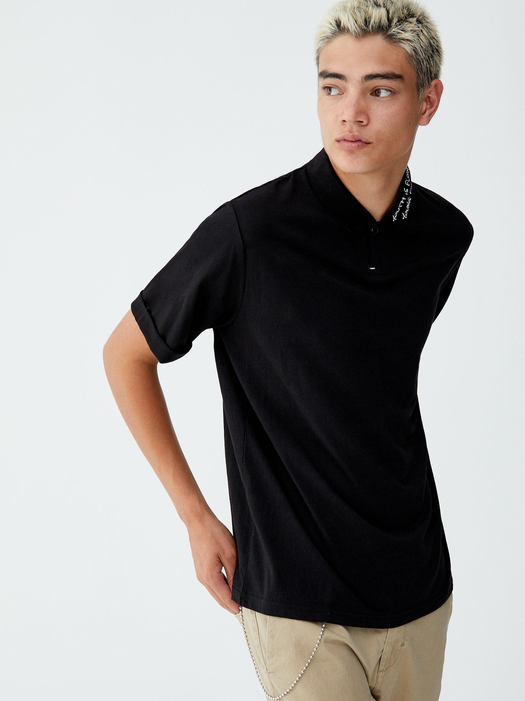 

Поло Pull & Bear 9201/700/800-ACED XL Черное с принтом белое