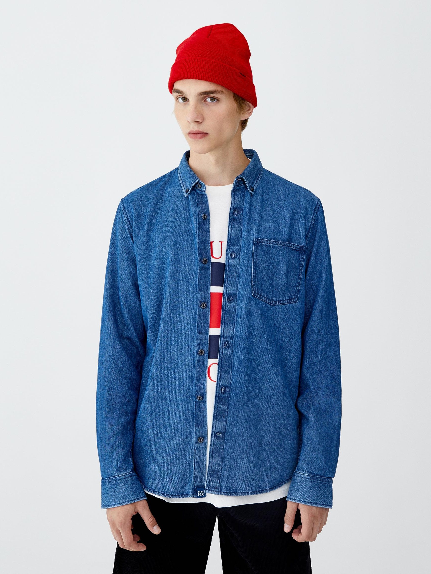 

Рубашка Pull & Bear 9471/508/400-ACXD S Синяя