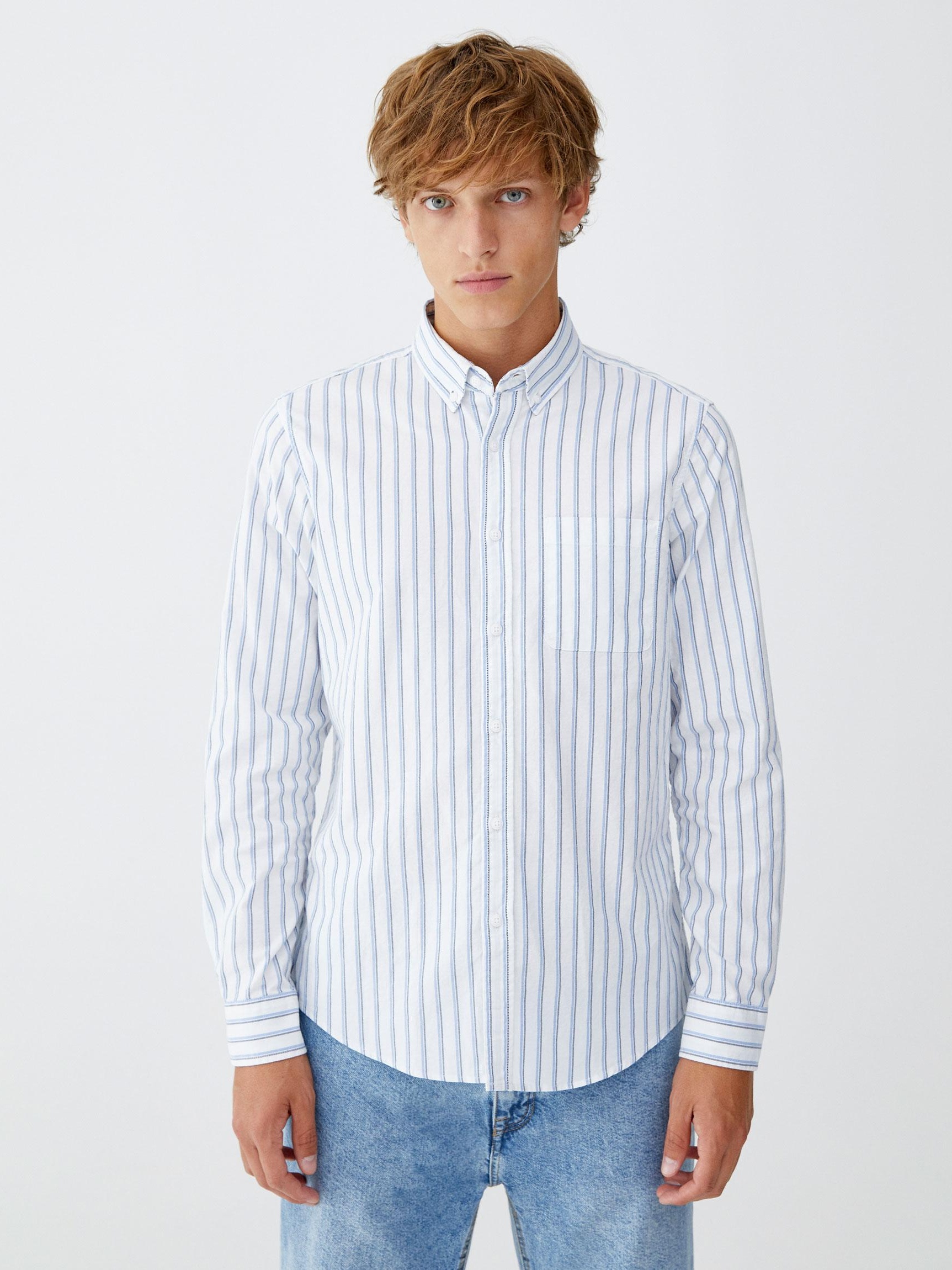 

Рубашка Pull & Bear 9471/507/251-AAXL M Белая в полоску