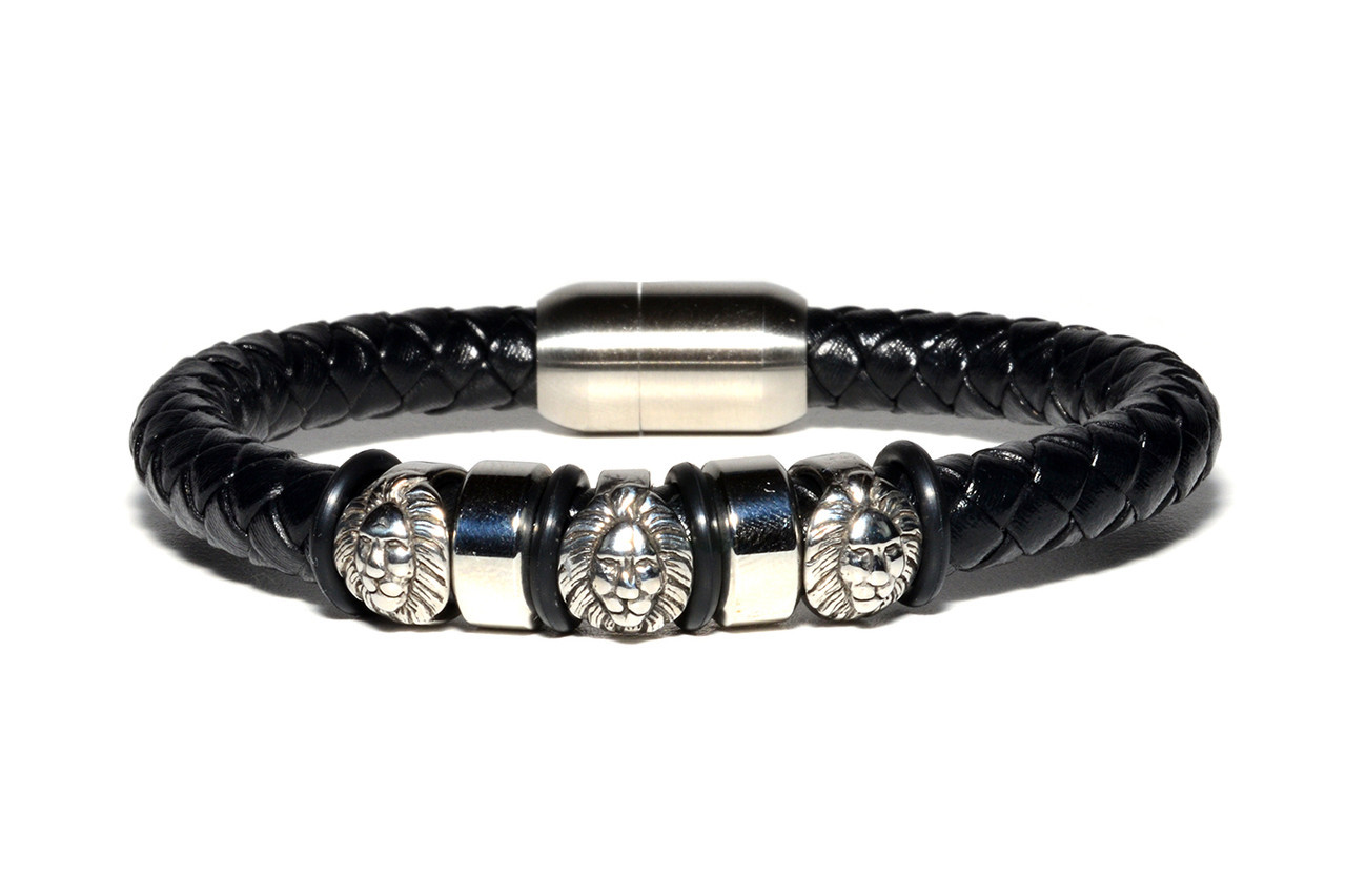 

Браслет Кожаный MS Bracelet Leather Black Lion 482msb мужской Черный Лев 21 размер
