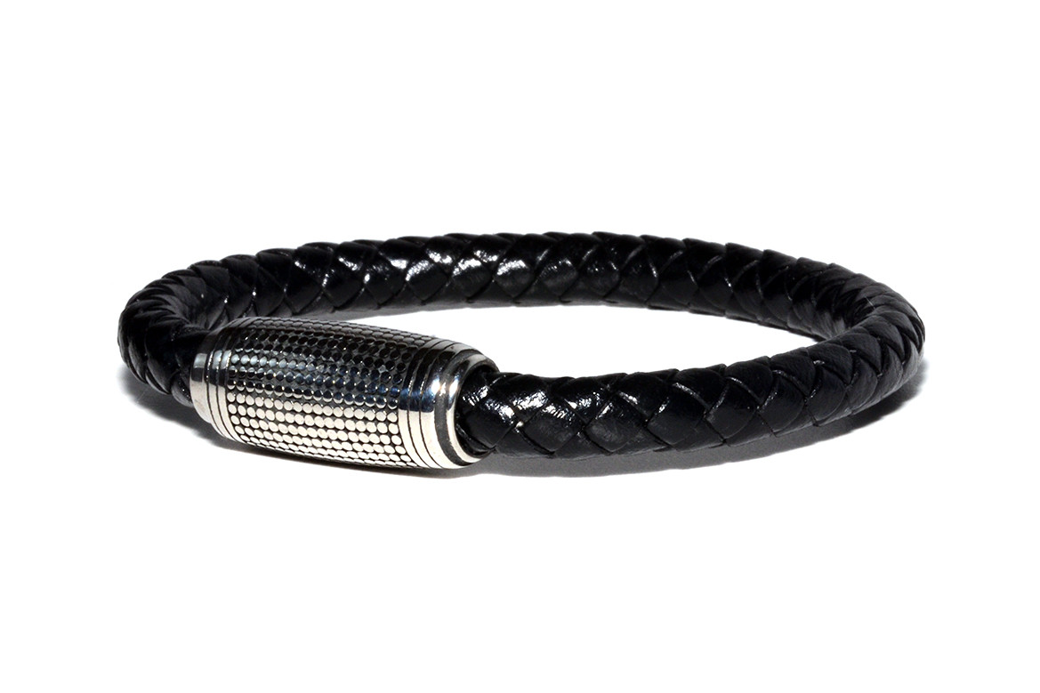 

Браслет Кожаный MS Bracelet Leather Black 422msb мужской Черный 21 размер