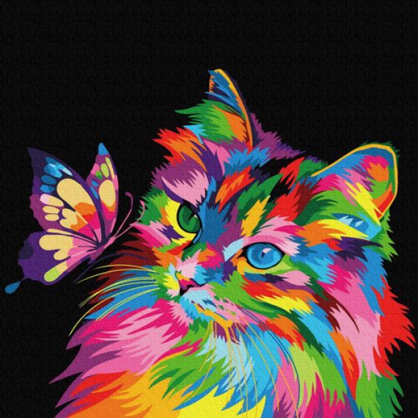 

Картина по номерам "Котик в красках" 40*50см