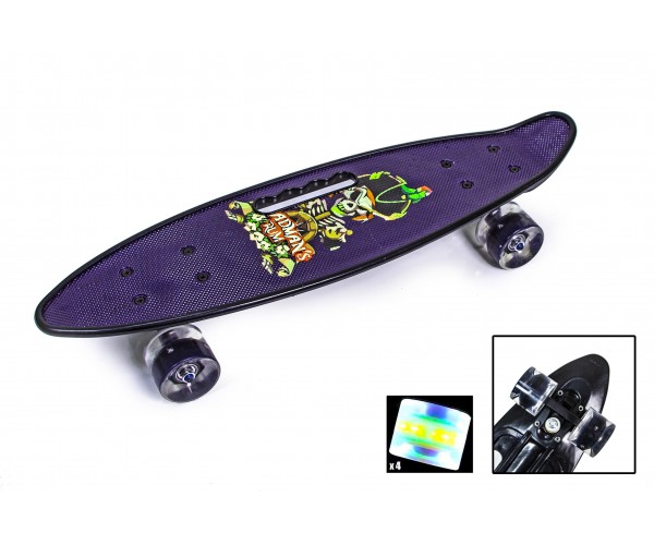 

Пенни борд с ручкой и рисунком (Penny Board Print Light), Пират со светящимися колесами