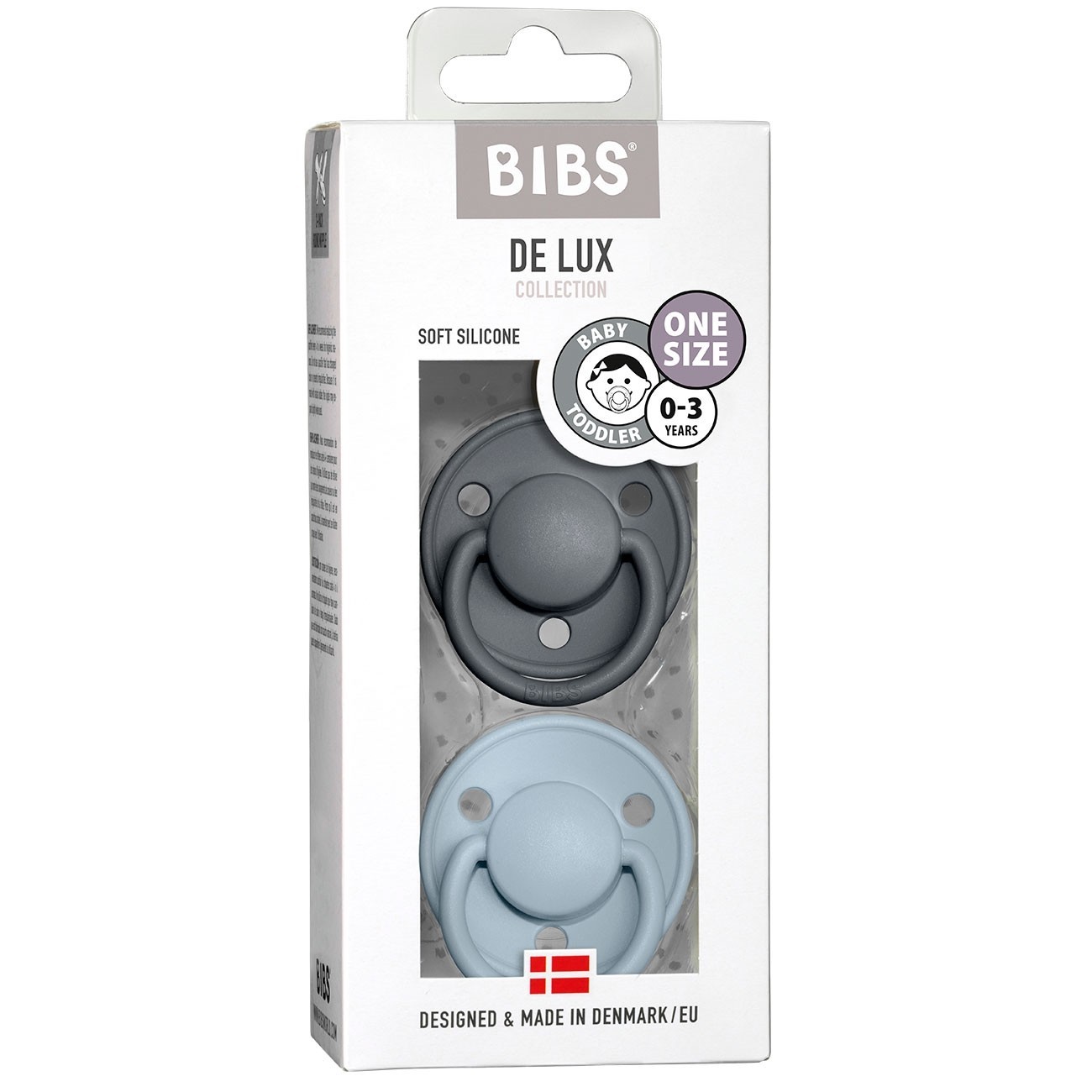 

Пустышка BIBS De Lux Silicone Iron+Baby Blue 0-36 мес. 2 шт.