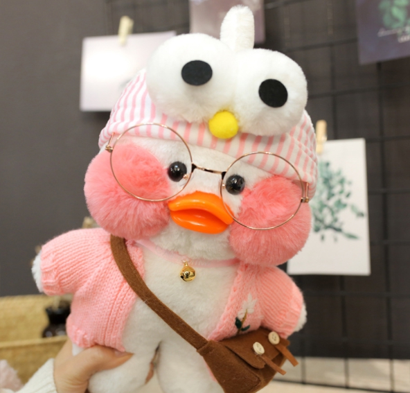 

Мягкая игрушка уточка "Cafe-mimi duck в розовой вязаной кофточке 30 см.