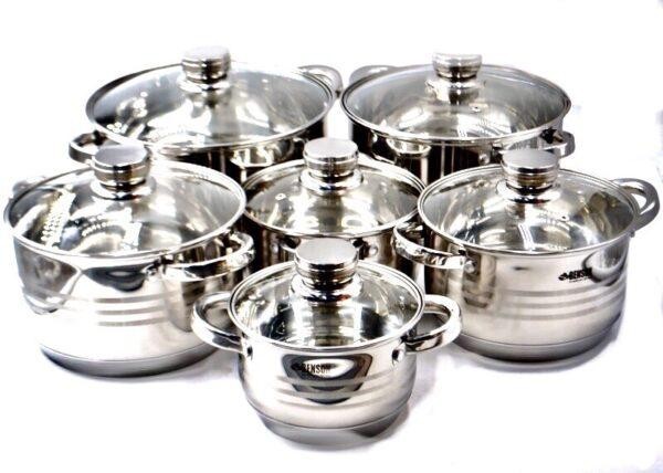 

Набор кастрюль с крышками из нержавеющей стали Benson BN-231 12 предметов Стальной