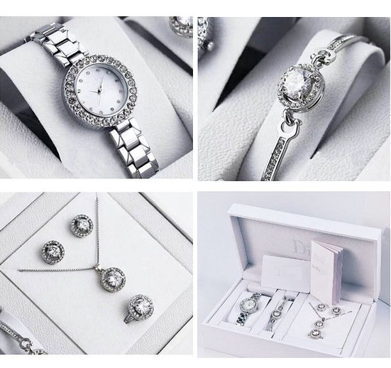 

Женские часы DIOR silver в подарочные в наборе