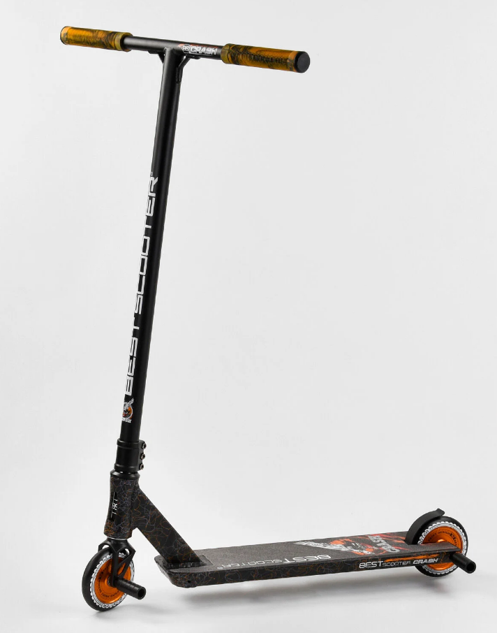 

Самокат трюковый Best Scooter "CRASH" HIC-система, ПЕГИ, алюминиевый диск и дека Black/Orange (102306)