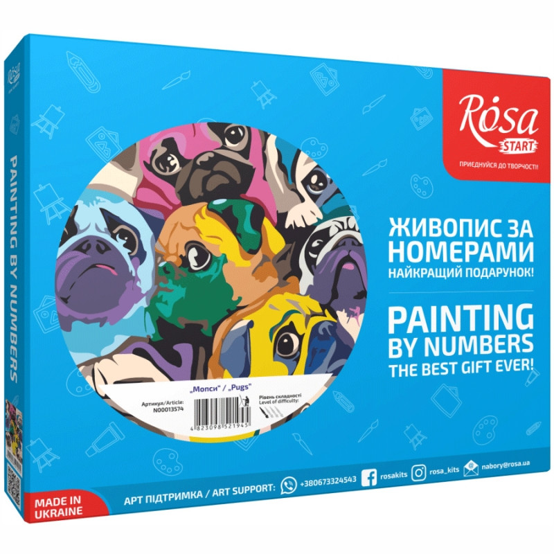 

Набор картина по номерам Rosa Start Мопсы 35х45см (4823098521945)