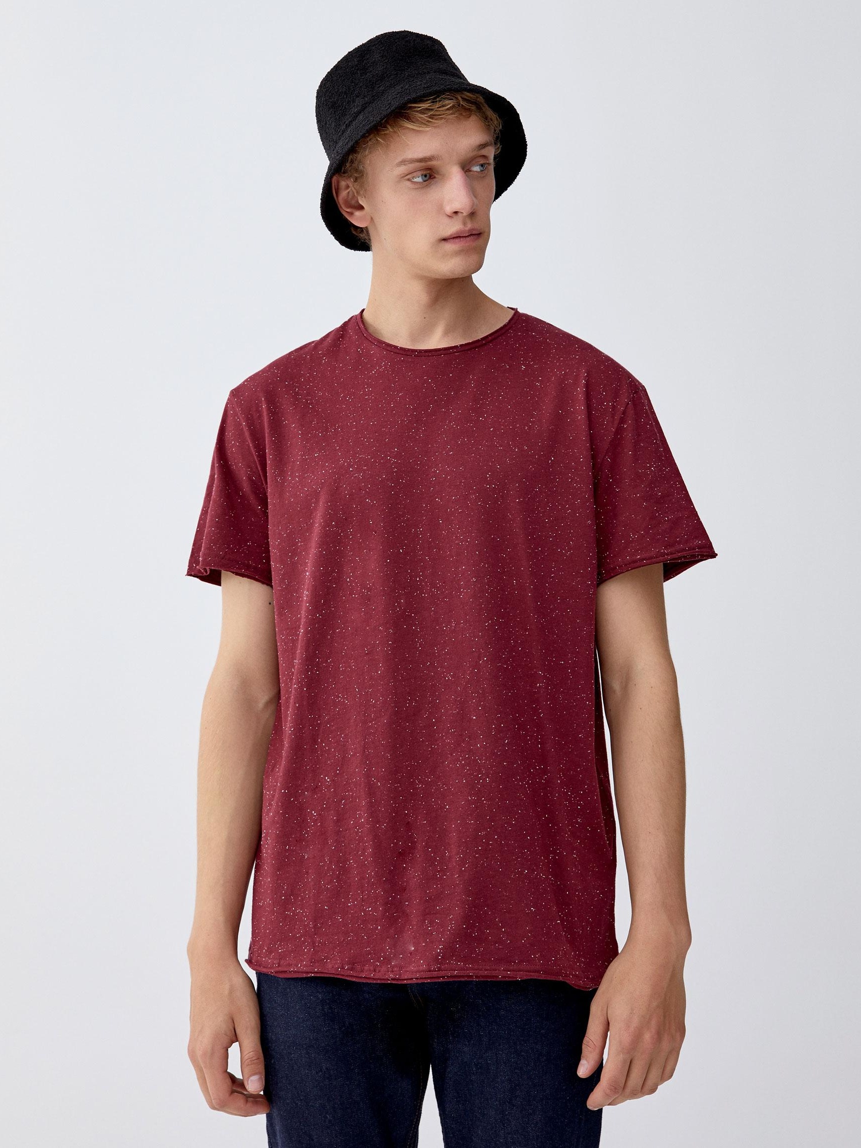 

Футболка Pull & Bear 9231/595/606-ABAB L Бордовая в белые узоры