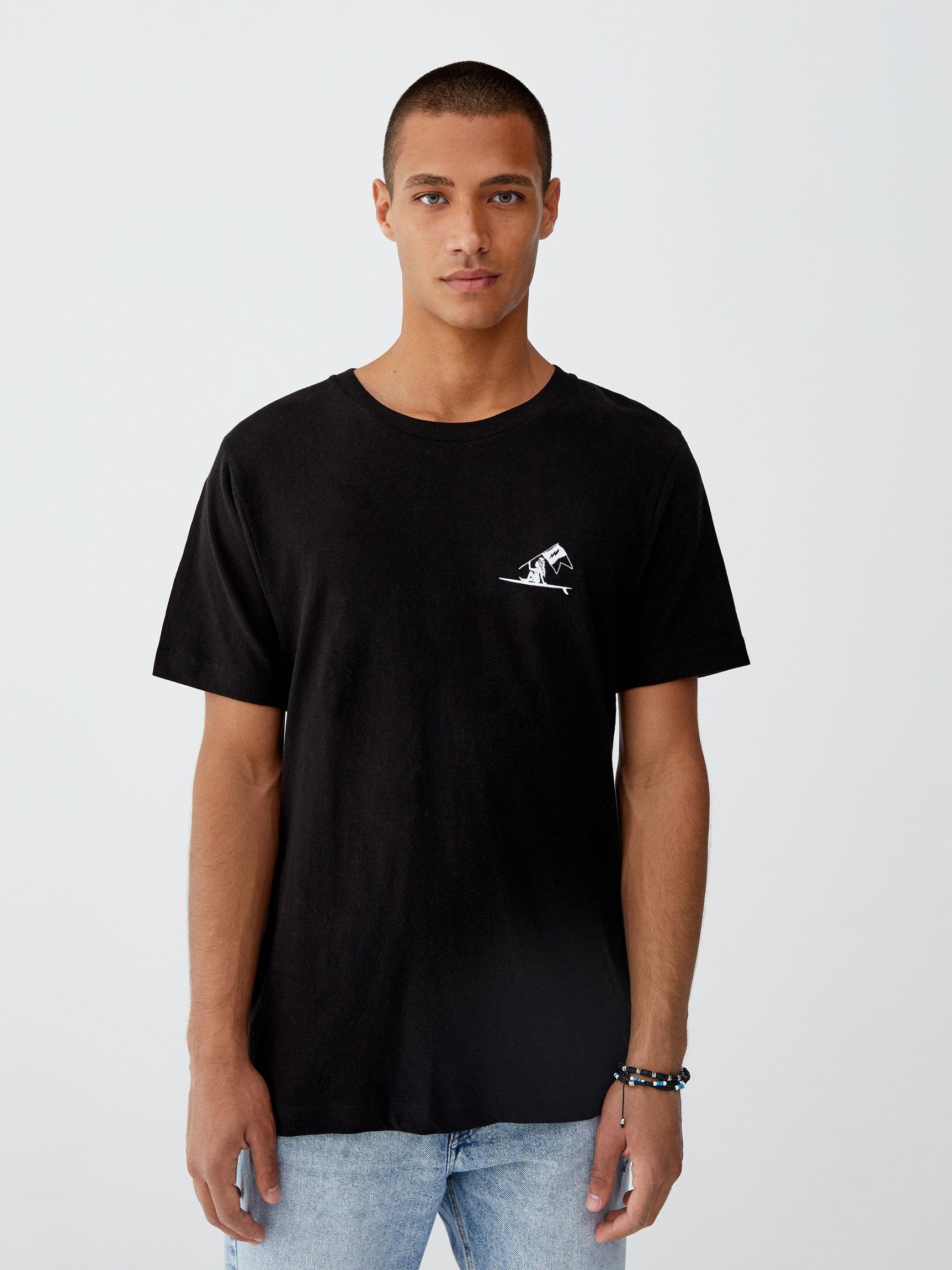 

Футболка Pull & Bear 9231/588/800-ACED S Черная с принтом белая