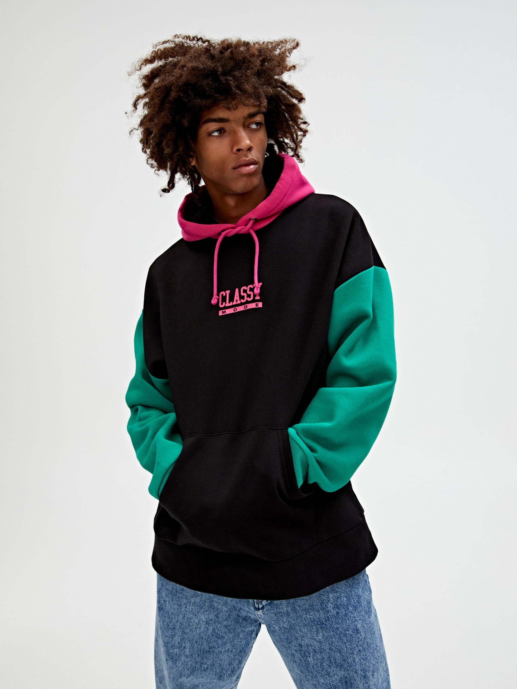 

Худи Pull & Bear 9596/941/800-AECK L Черное-зеленое-розовое