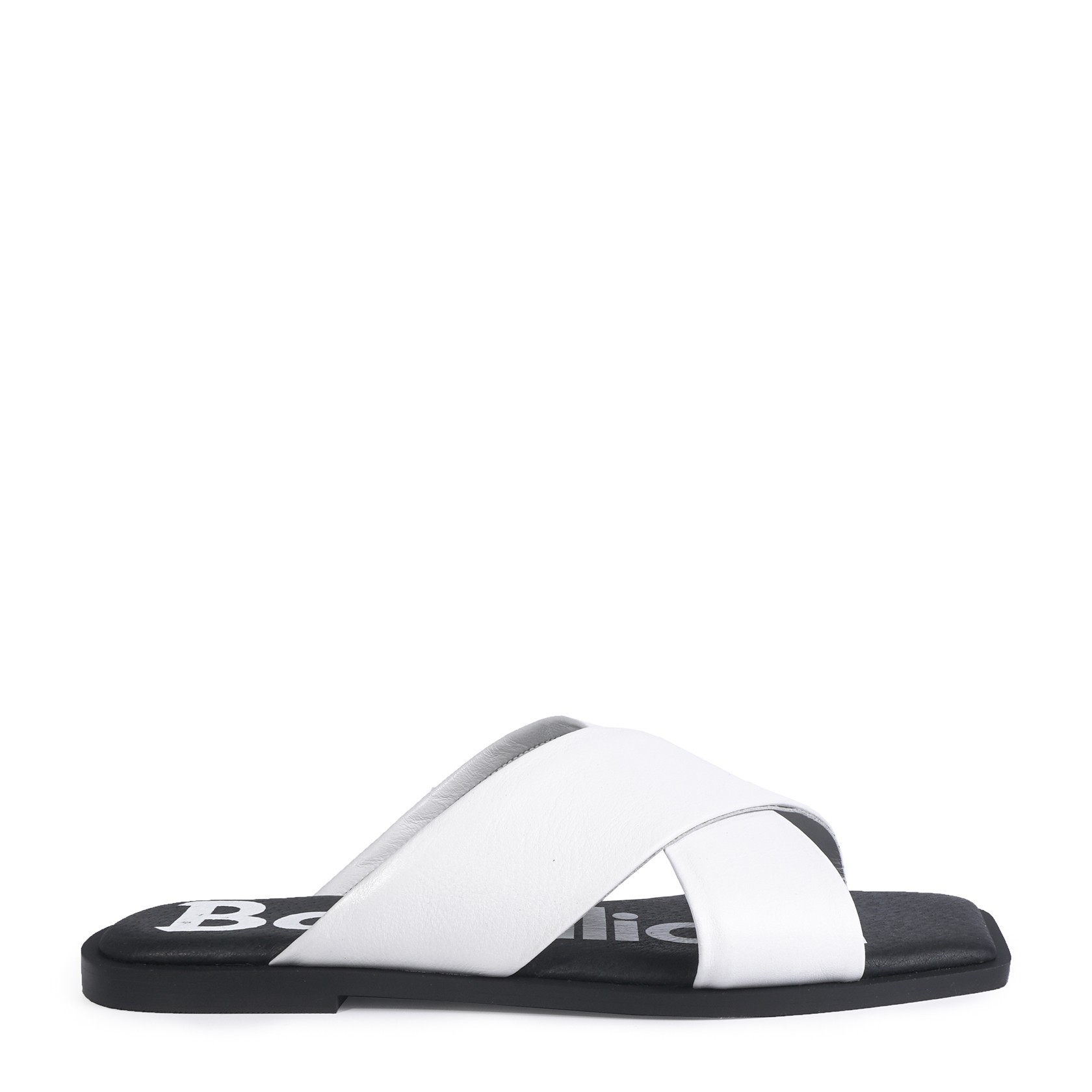 

Женские кожаные шлепанцы Barbilioni Amanda 39 белые с черным B.17-005-11K-16Z-01/01