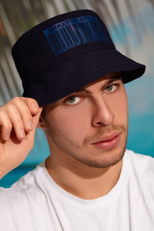 

Панама лето мужская коттоновая Braxton Style 1342 темно синий