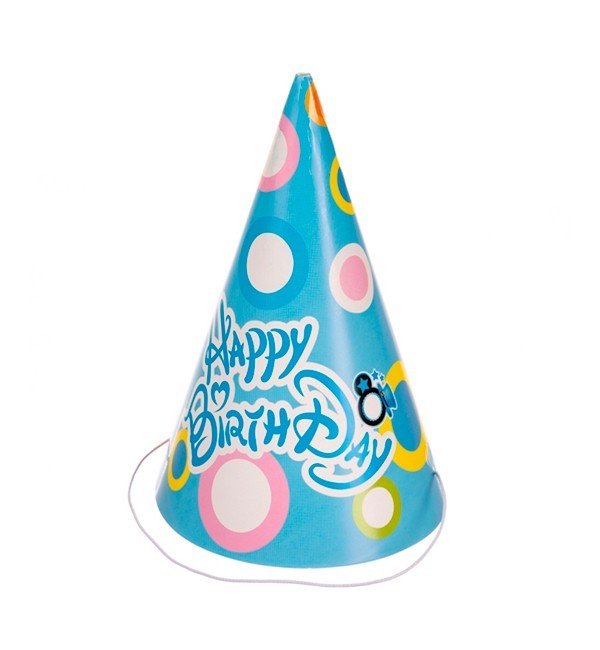 

Колпачки бумажные "Happy birthday" 18 см, картон высокого качества