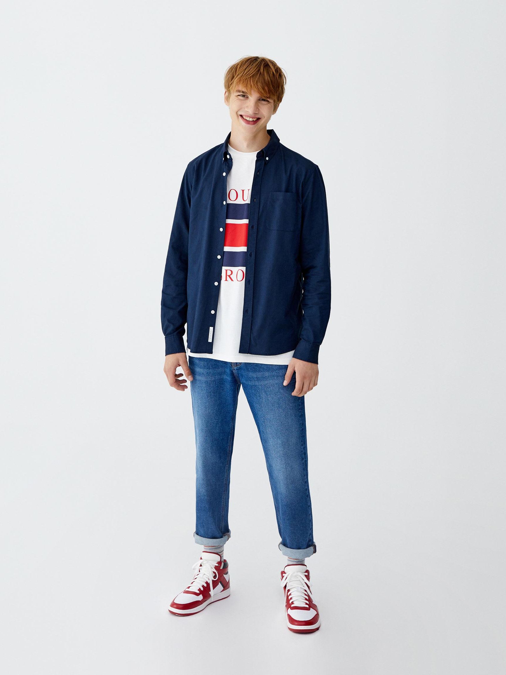 

Рубашка Pull & Bear 9471/507/401-AAQJ L Темно-синяя