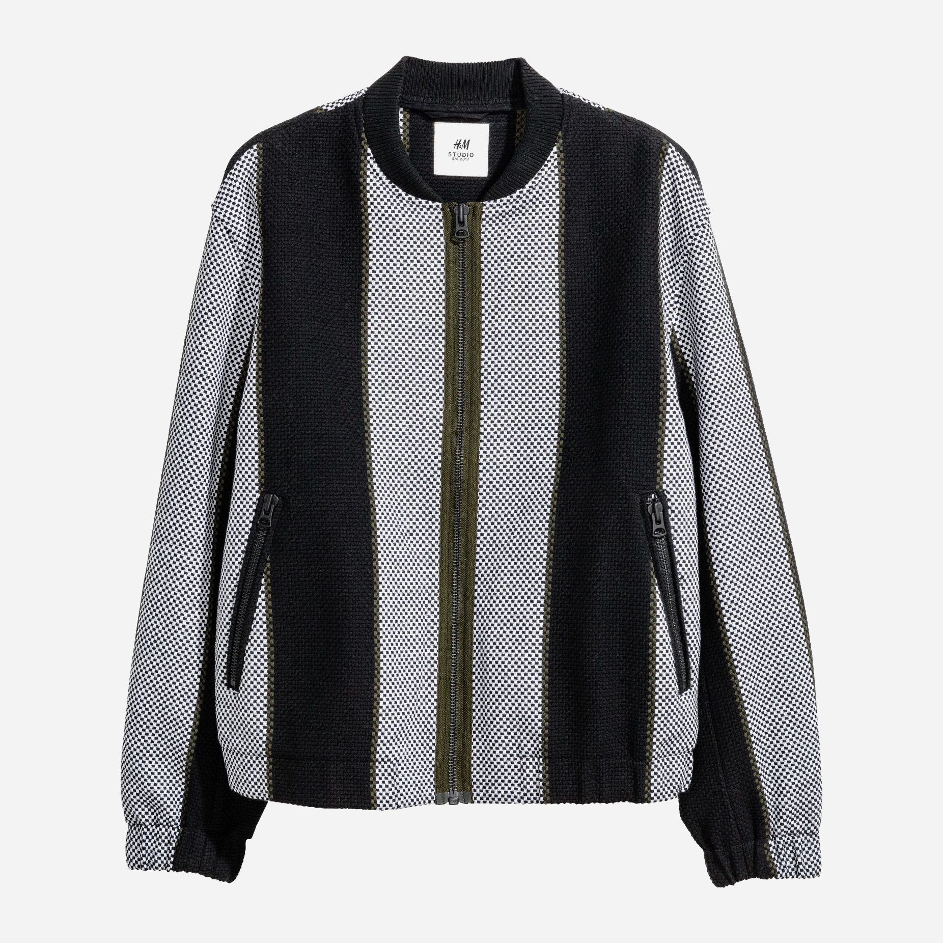 

Бомбер H&M 4717745-ABZM XL Черный с белым и зеленым