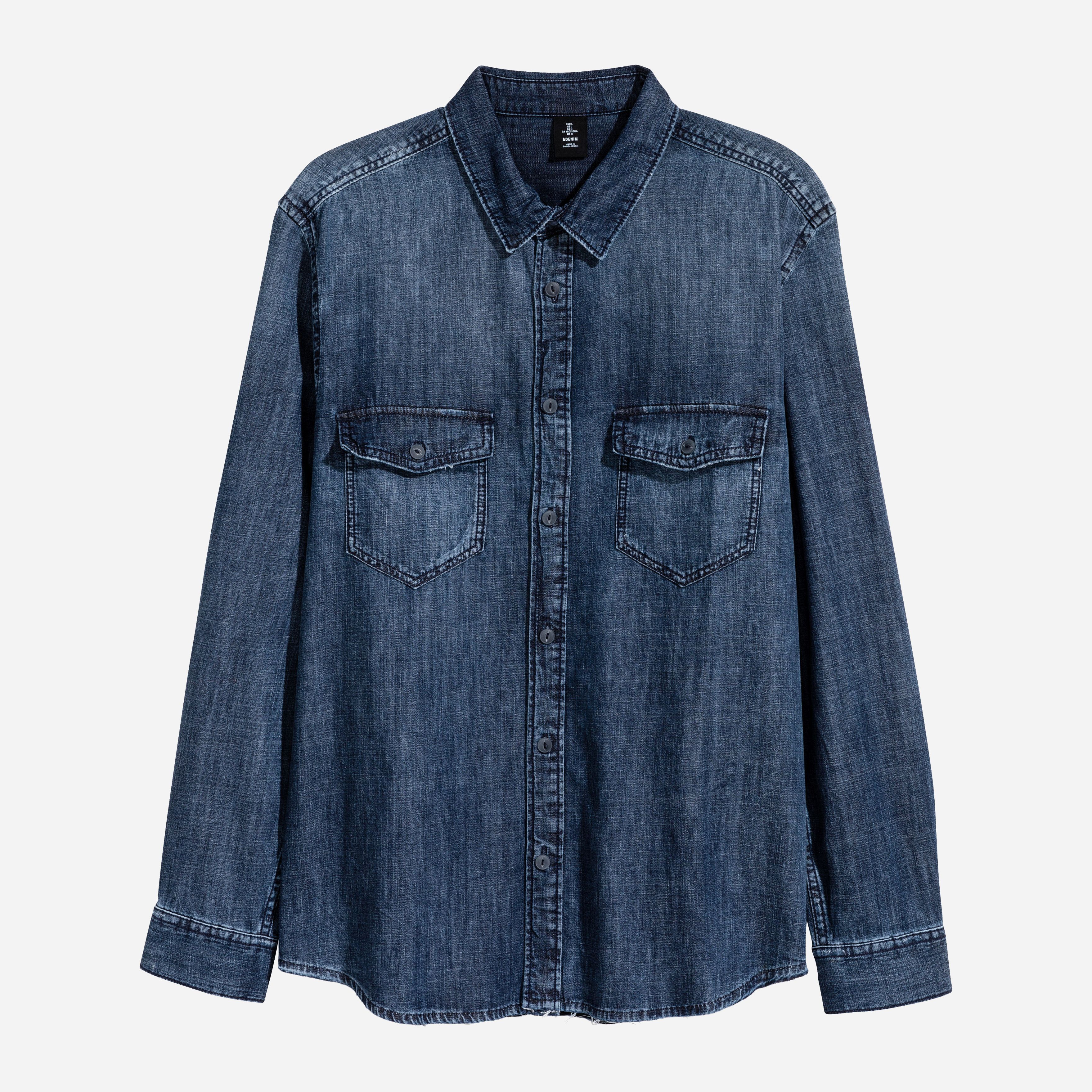 

Рубашка джинсовая H&M 4669535-AAQJ XS Темно-синяя