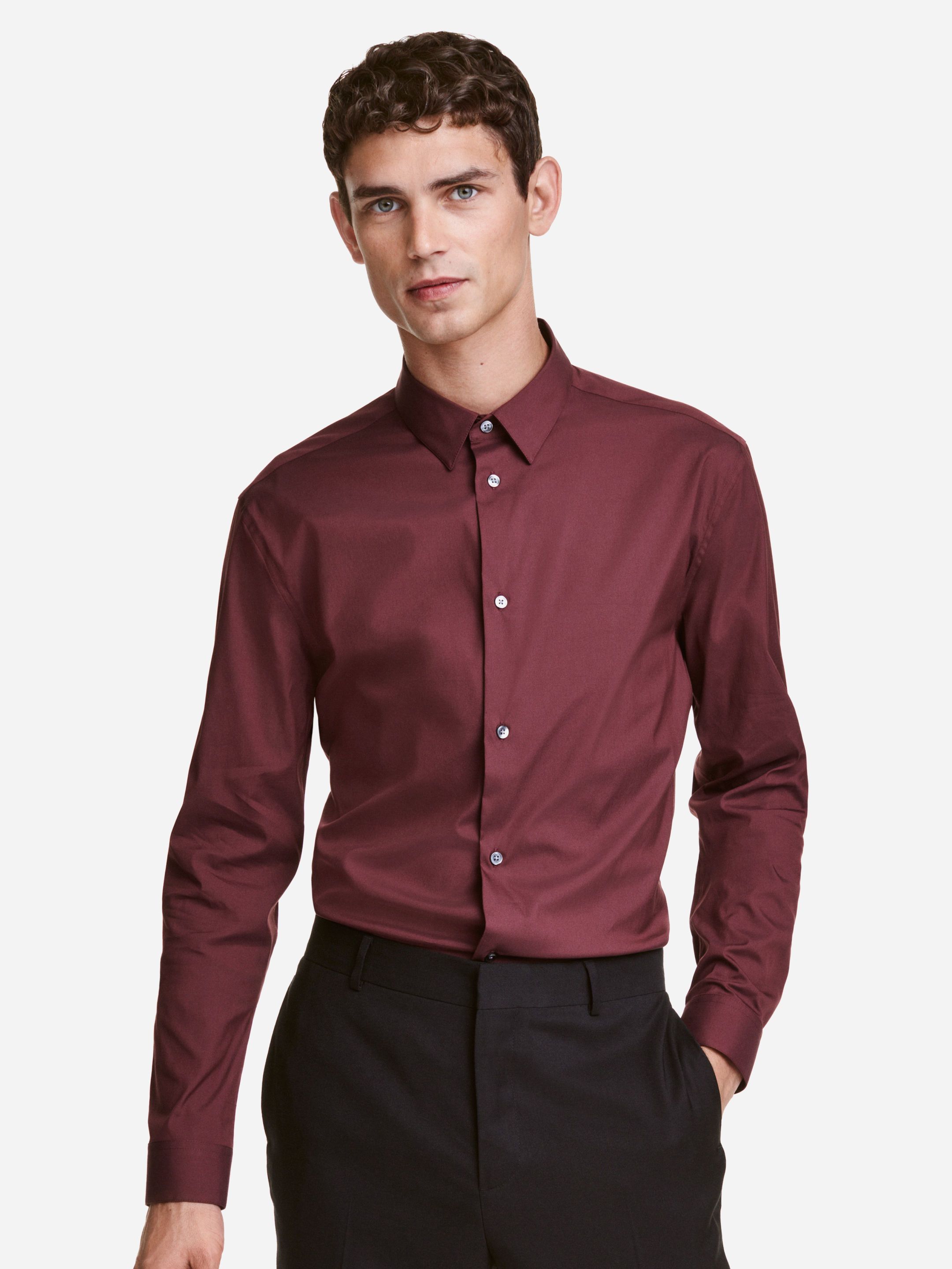 

Рубашка H&M 3929387-ACXK XS Темно-бордовая