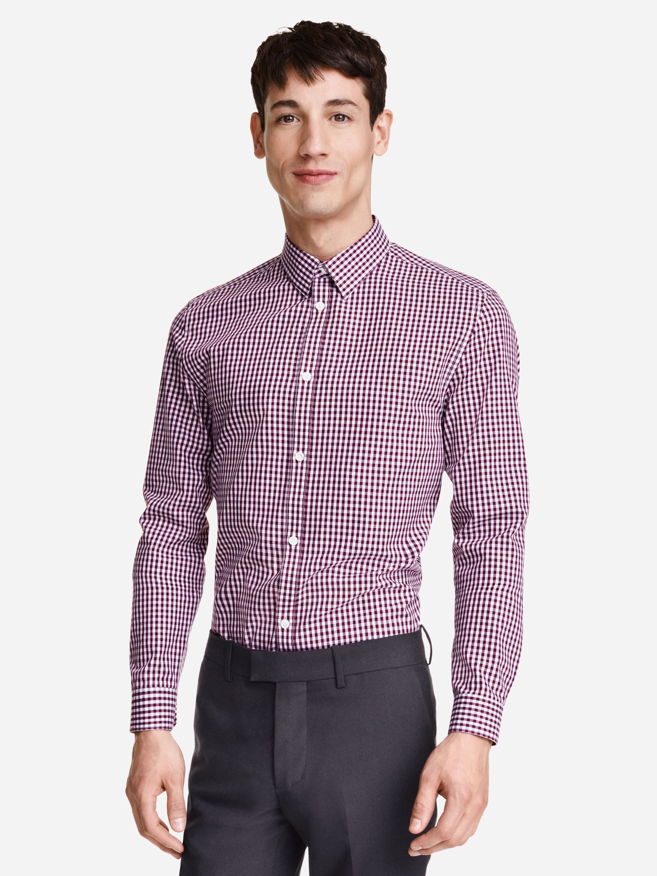 

Рубашка H&M 3402663-ADHC L Бордовая с белым