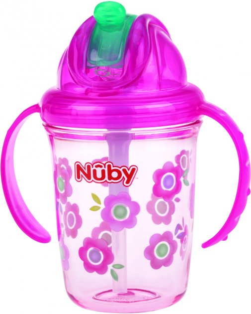 

Тритановый поильник Nuby с трубочкой непроливайкой и колпачком 240 мл от 12 месяцев (NV0414017pink)