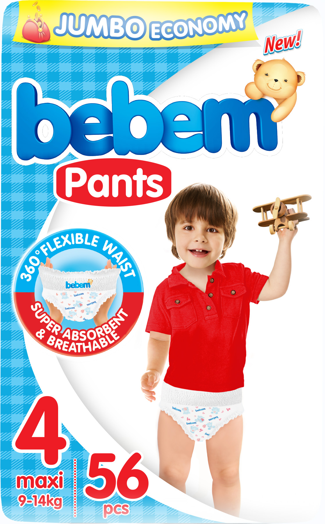 

Подгузники-трусики Bebem Jumbo 4 maxi 9-14 кг 56 шт (6224009614899)