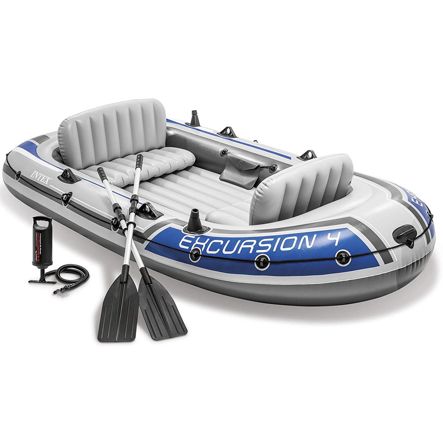 

Четырехместная надувная лодка Intex 68324 Excursion 4 Set, 315 х 165 см, (весла, ручной насос). 3-х камерная