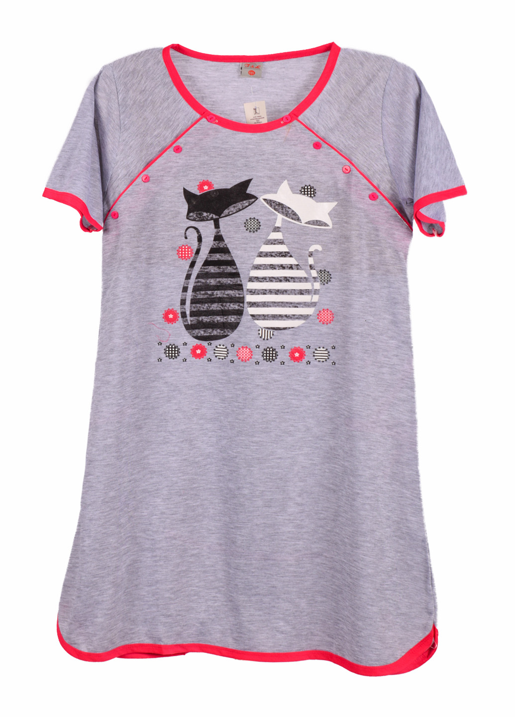 

Ночная рубашка для кормления с принтом Кошечек Collection D789-3. Stafan Размер: XXXL 44-46