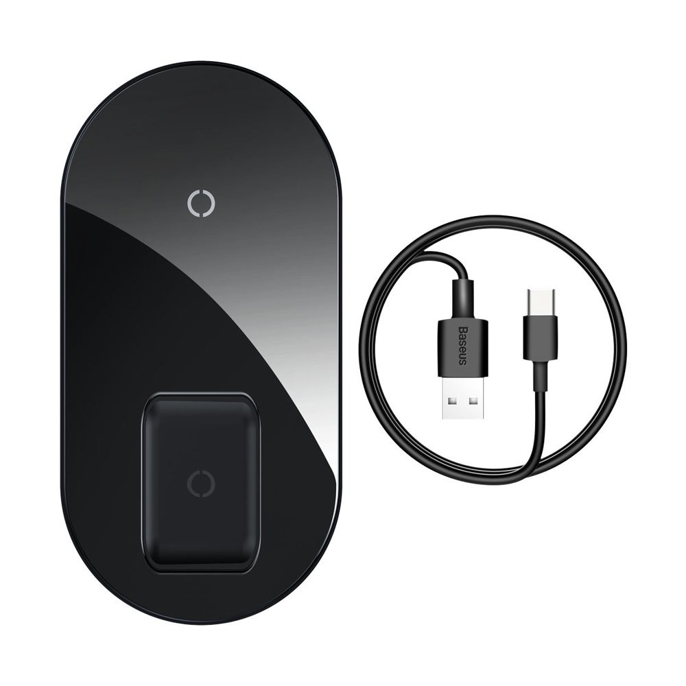 

Беспроводное зарядное устройство Baseus Simple 2-in-1 Wireless Charger Pro Edition For Phones + Pod Black (WXJK-C01)