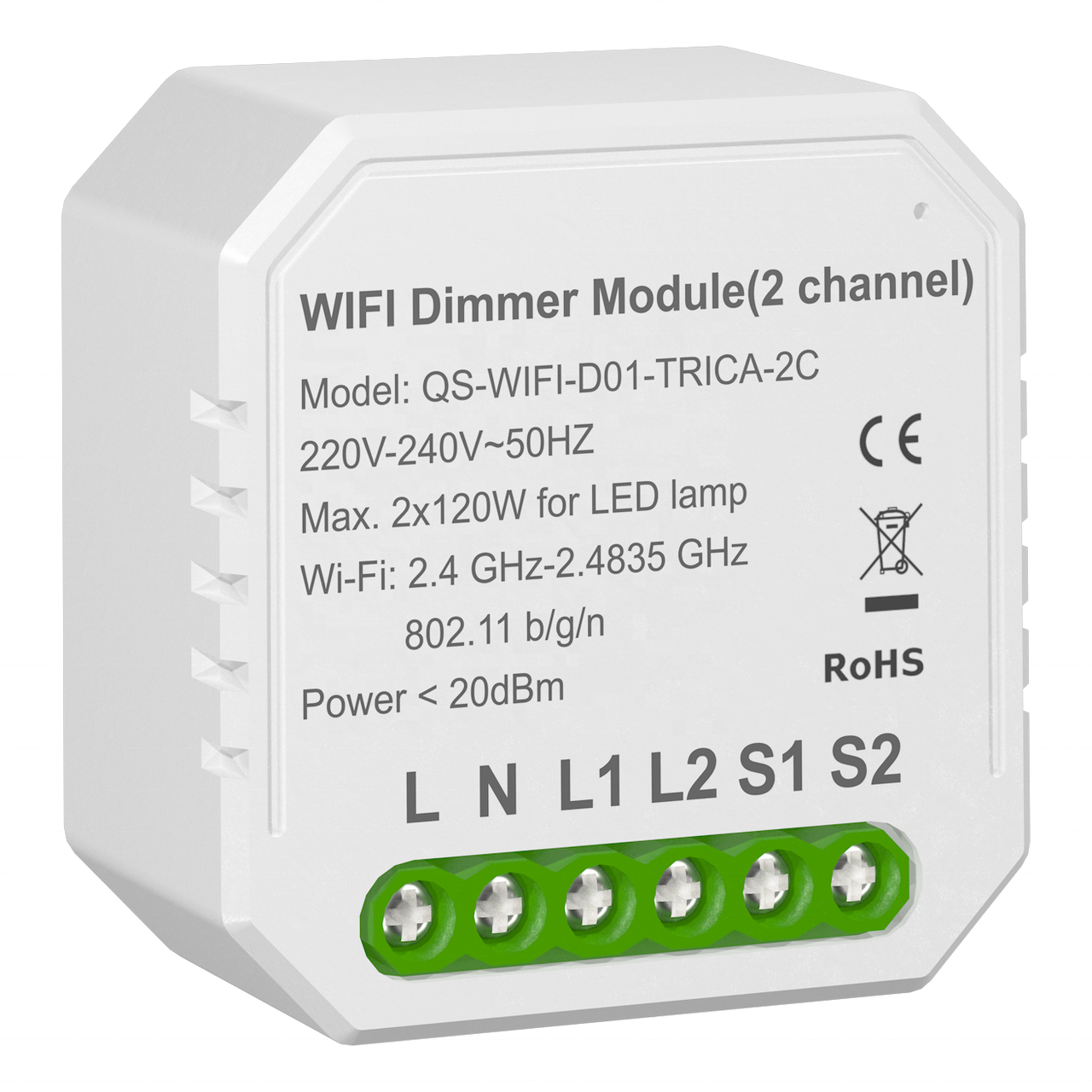 

Умный выключатель - регулятор (диммер) Tervix Pro Line WiFi Dimmer (2 клавиши) реле для скрытого монтажа