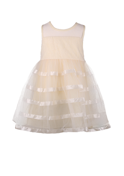 

Детское платье с атласными полосами на юбке 2 года (87 см) 3045-light beige бежевый цвет