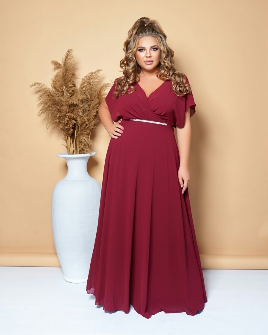 

Вечернее шифоновое платье FashionYouWant L/XL марсала 43372341