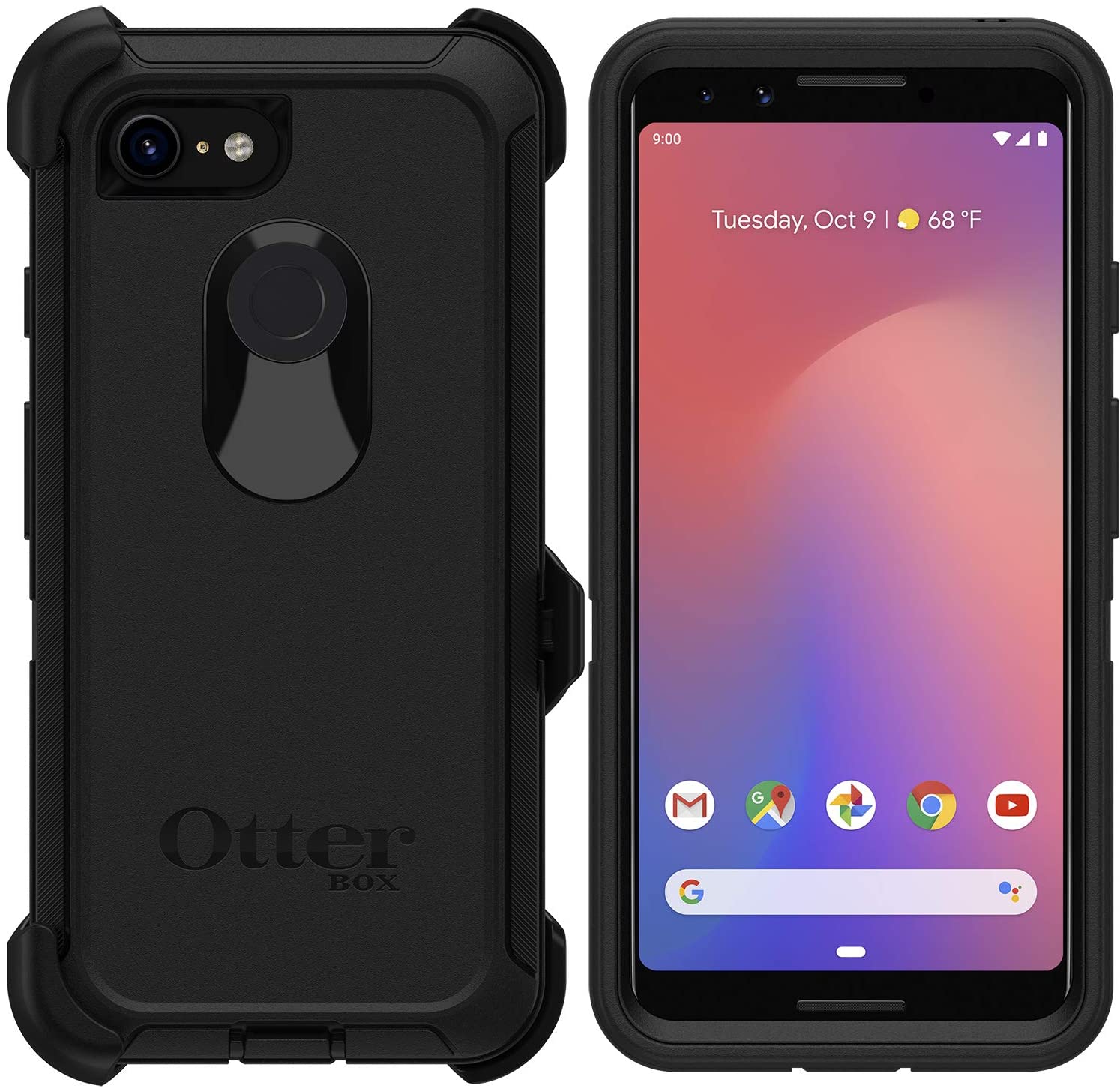 

Чехол противоударный с клипсой OtterBox Defender для Google Pixel 3 (5.5") Black