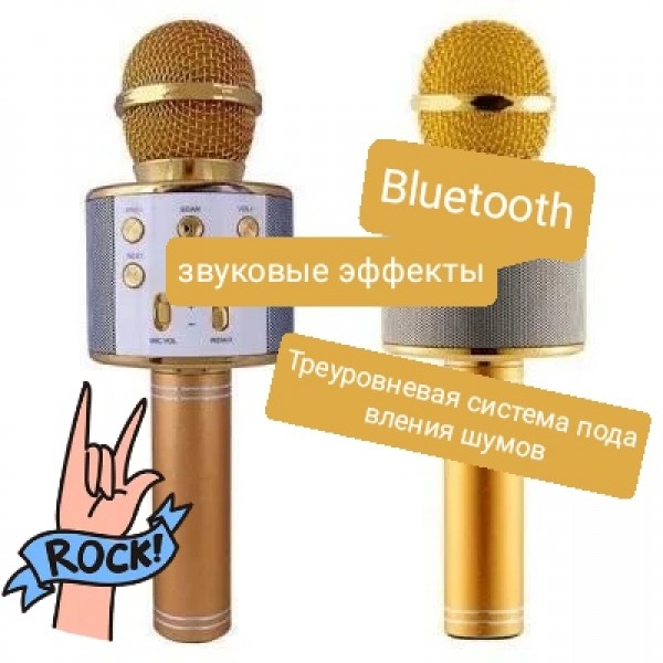

Детский микрофон караоке Karaoke DM WS-858 / Беспроводной микрофон с колонкой Gold (2744)