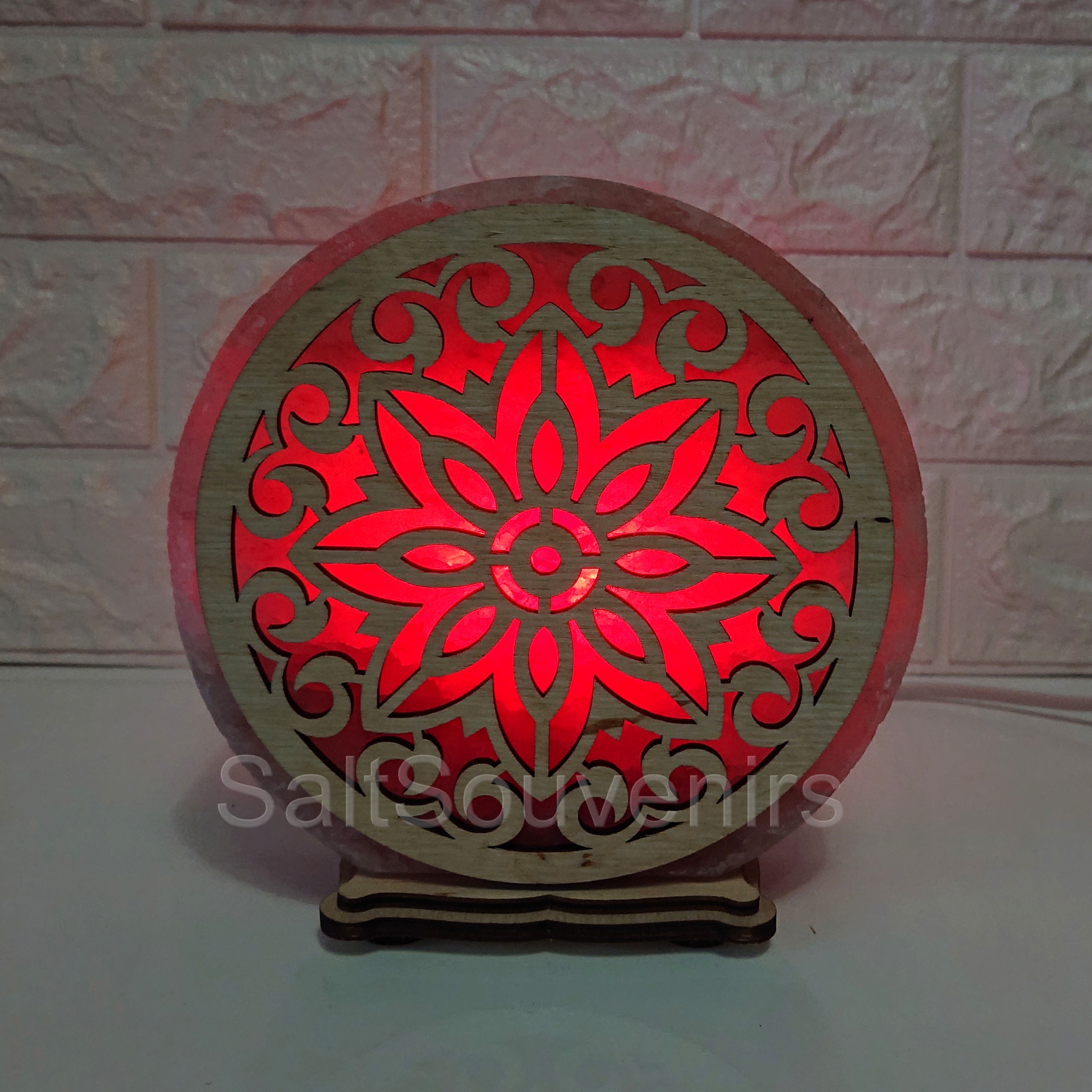 

Соляная лампа EcoDecorLamp круглая Узор 184 красный