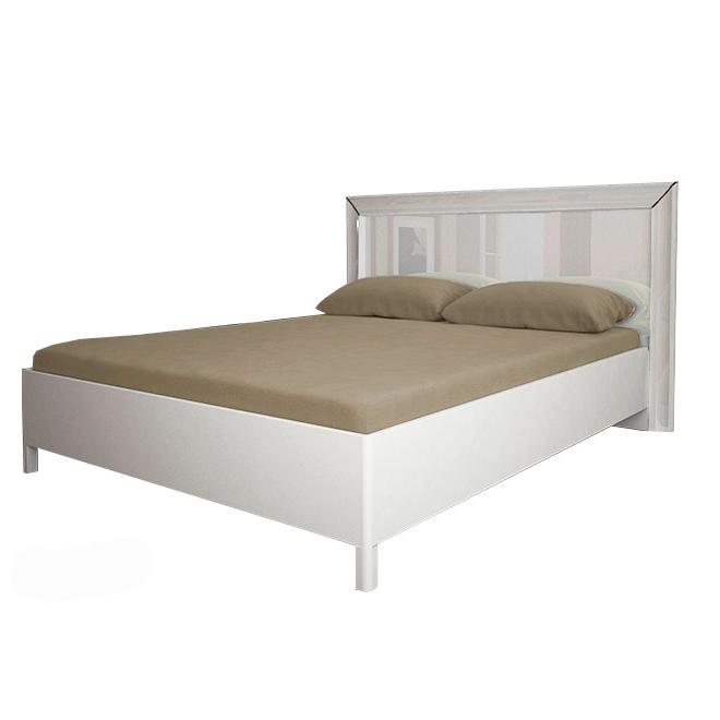 

Кровать двуспальная из ЛДСП 160x200 Белла BL-36-WB MiroMark белый глянец (с каркасом без матраса)