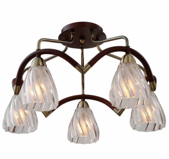 

Люстра потолочная на 5 золотистых ламп (NN004/5/ brass-walnut) (SL00256)