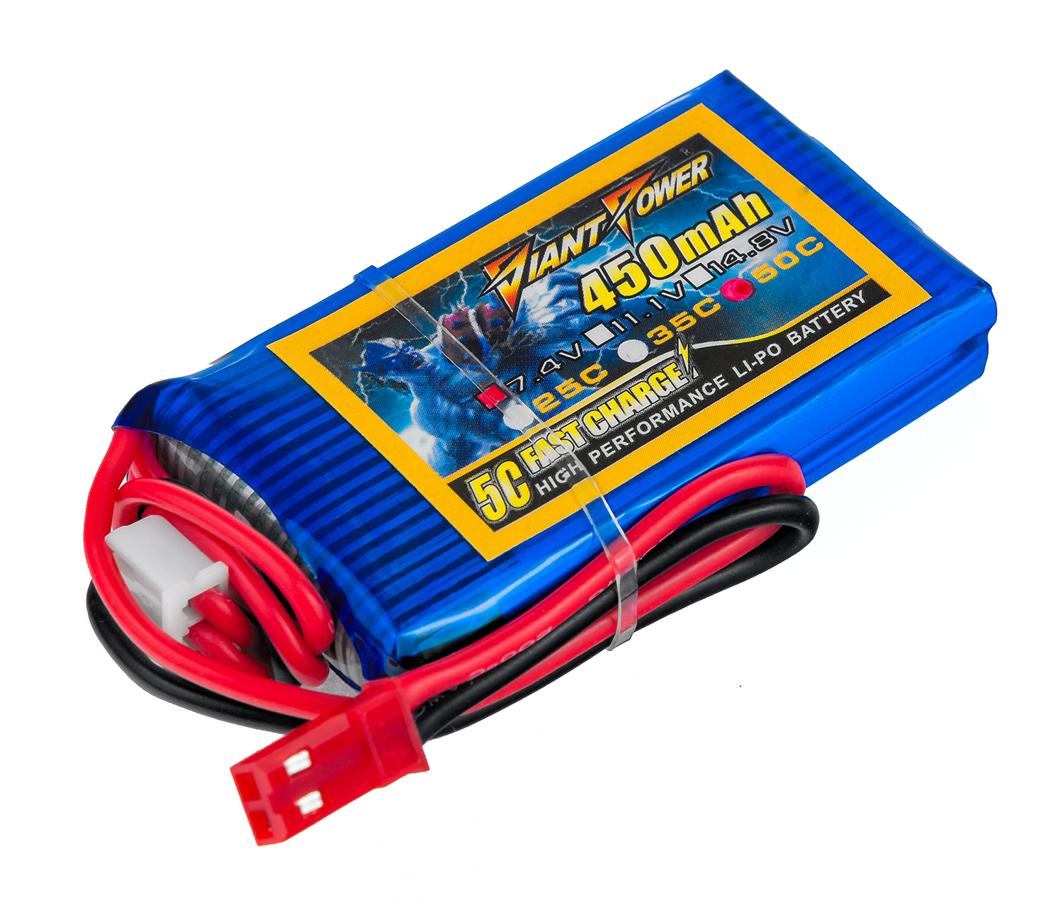 

Аккумулятор Giant Power (Dinogy) Li-Pol 450mAh 7.4V 2S 35C 10x30x53мм JST