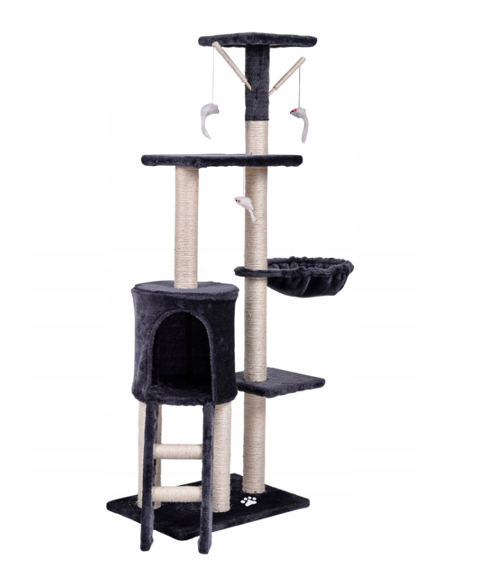 

Игровой комплекс с когтеточкой Happy Cats серый 130 x 55 x 36 см