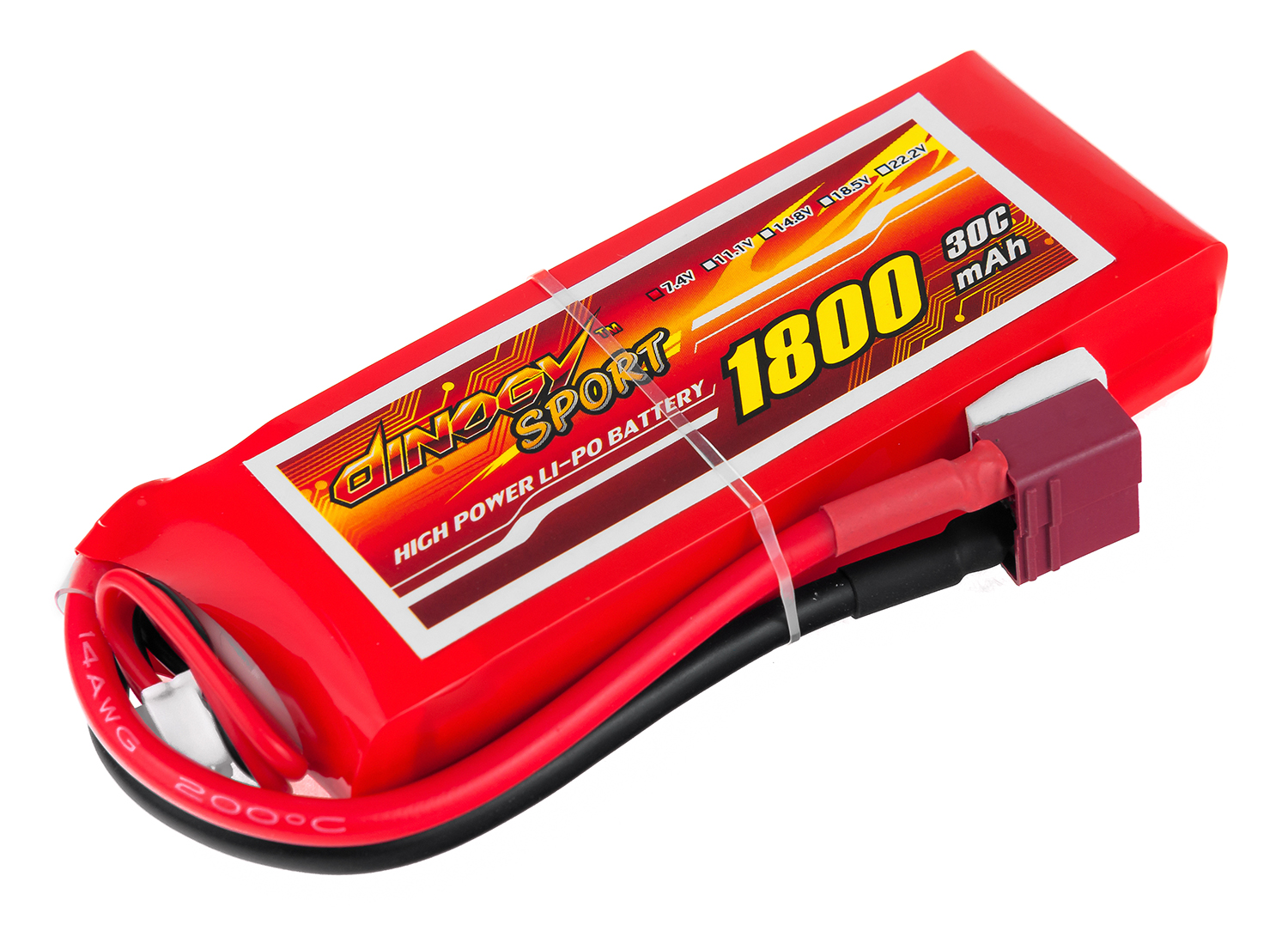 

Аккумулятор Dinogy Li-Pol 1800mAh 7.4V 2S 30C 17x35x95мм T-Plug