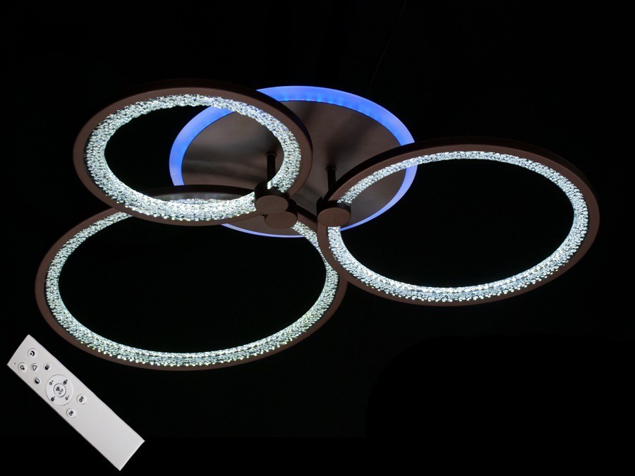 

Потолочная LED люстра AlexMosh с диммером и подсветкой цвет кофе 80W (010081)