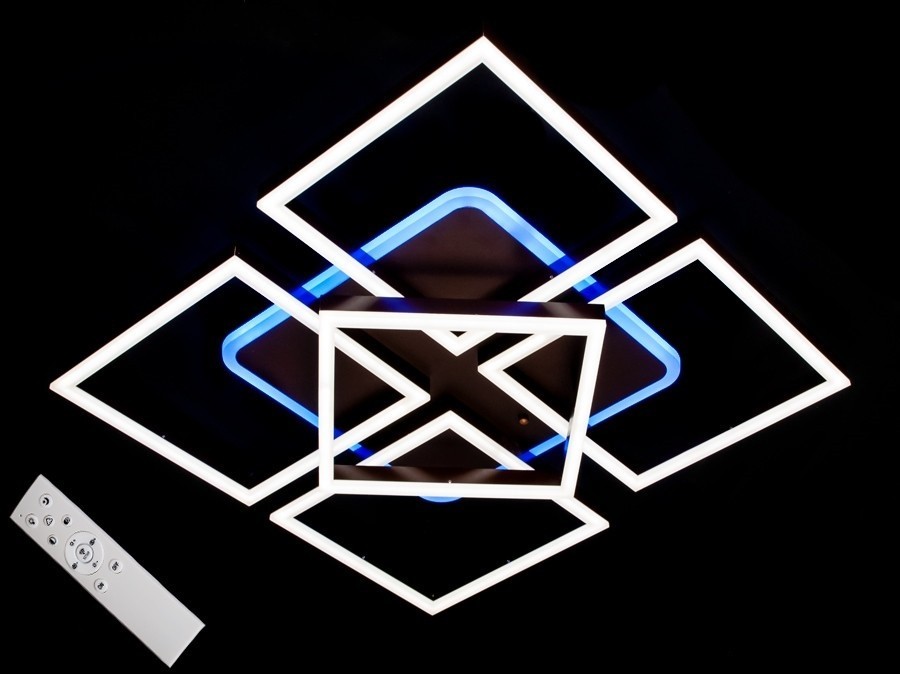 

Потолочная светодиодная люстра AlexMosh с диммером и синей подсветкой 145W цвет кофе (136)