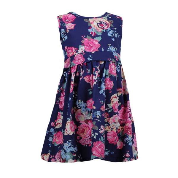 

Платье с поясом на талии 3 года (98 см) O 50261-flowers темно синий цвет