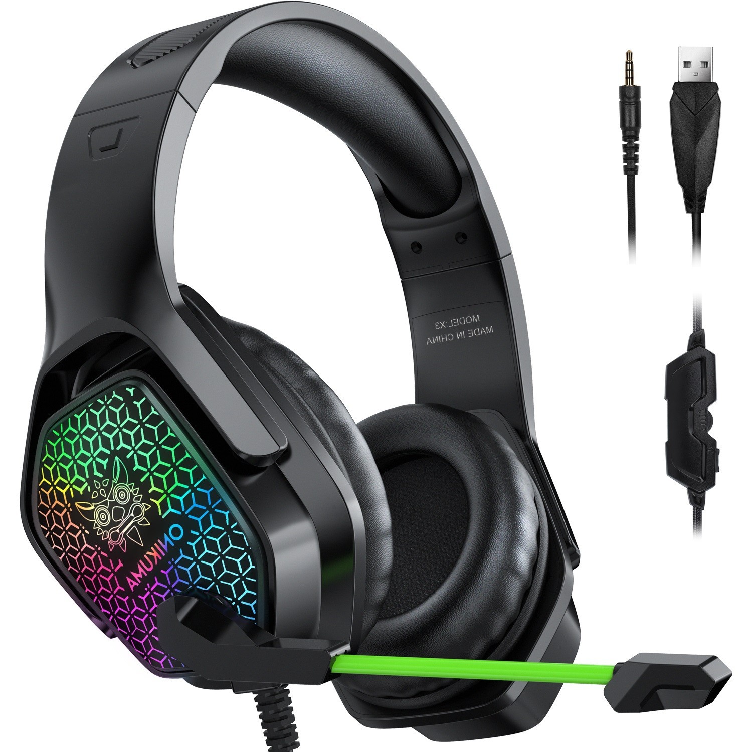 

Наушники игровые ONIKUMA RGB LED X3, черные