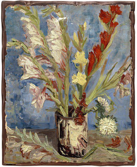 

Картина под старину на дереве Винсент Ван Гог "Ваза с гладиолусами и астрами", 60*80 см