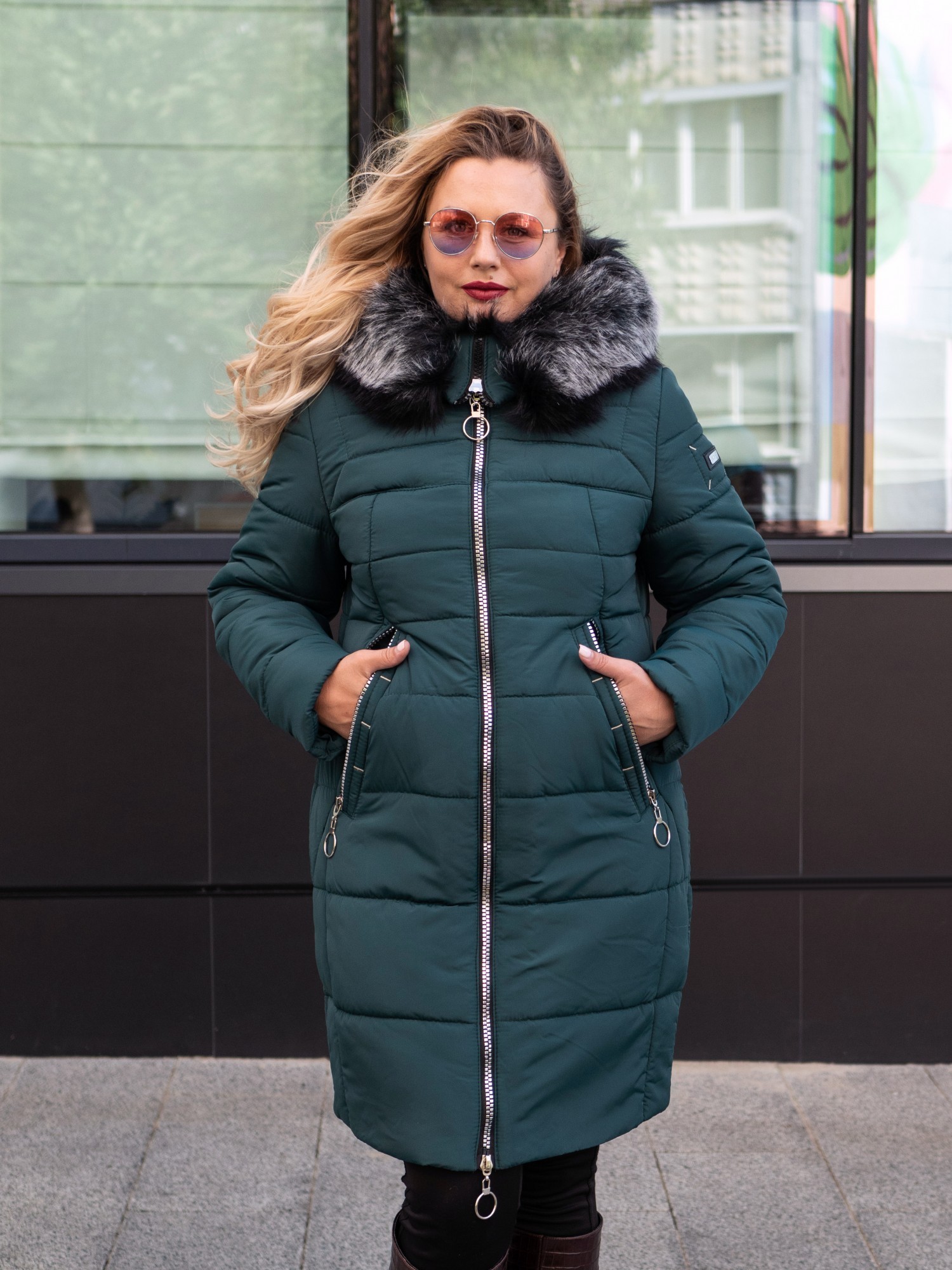 

Зимняя женская куртка большого размера UF-Fashion Polly-sk 56 морская волна