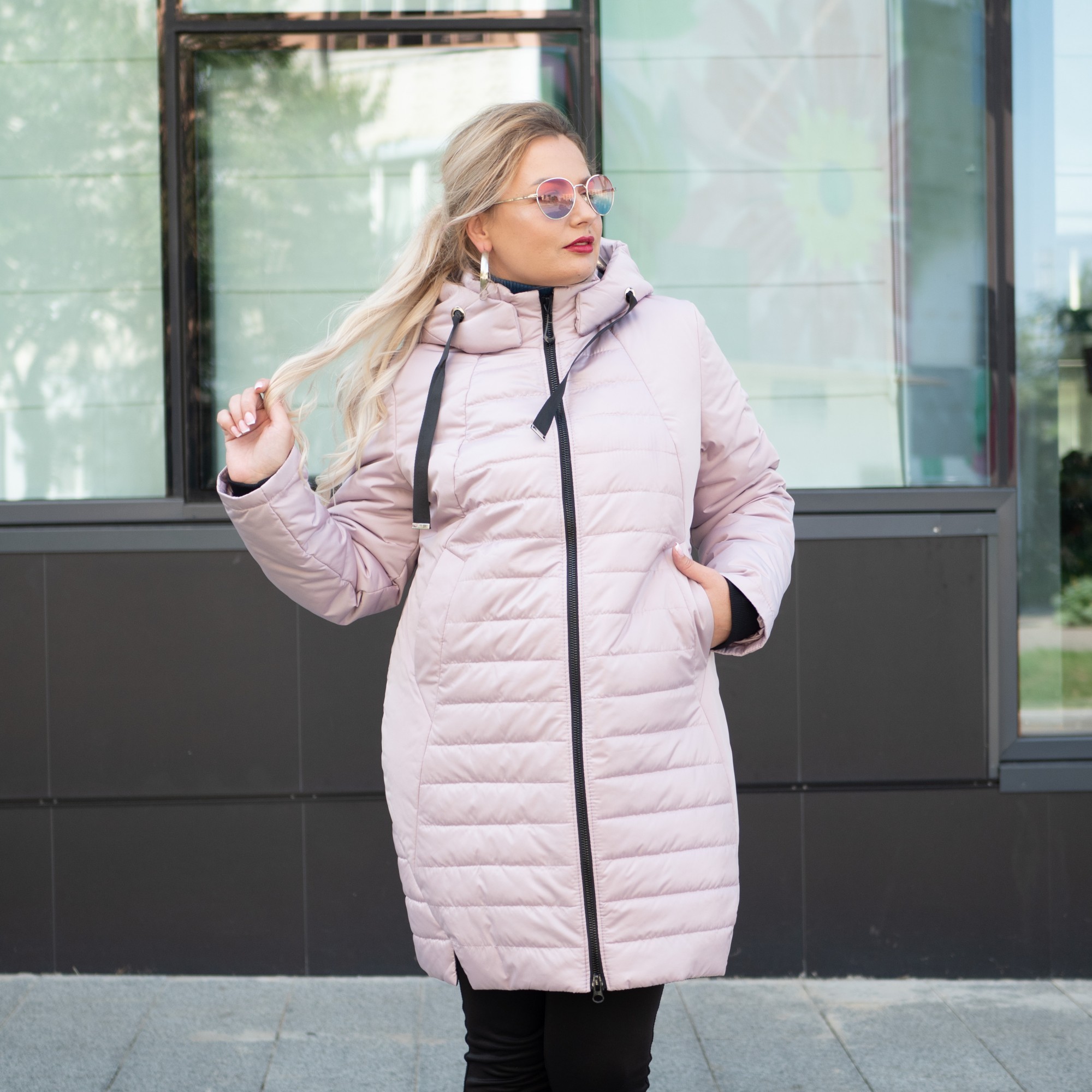 

Осенняя женская куртка большого размера UF-fashion Синтия  розовый, Осенняя женская куртка большого размера UF-fashion Синтия 50 розовый