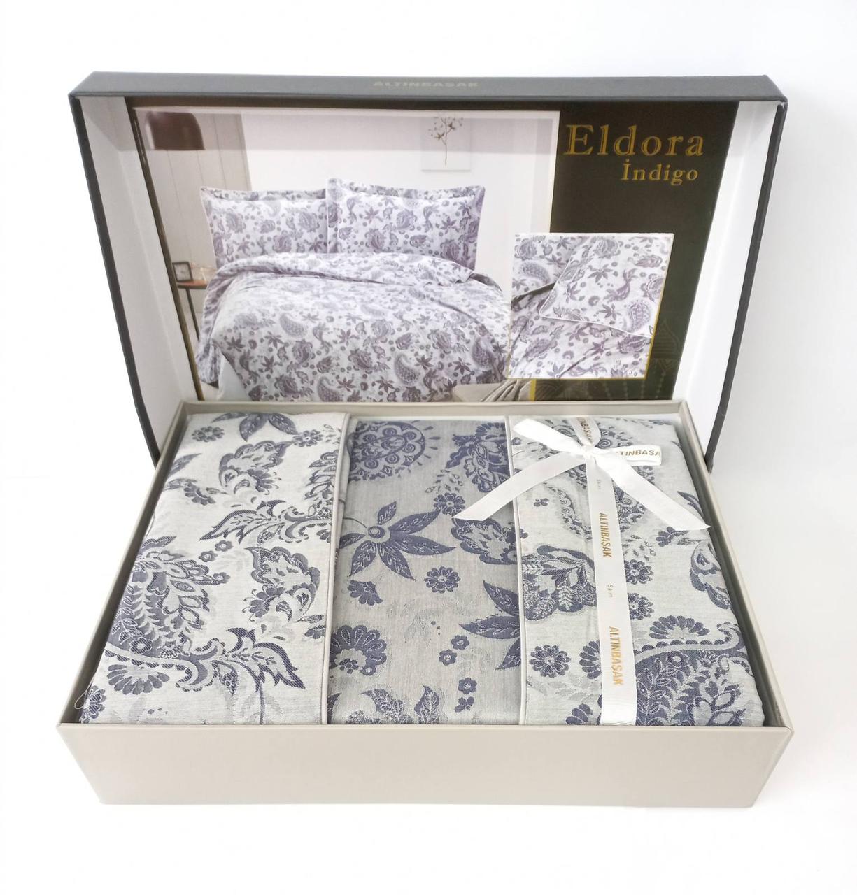 

Постельное белье Altinbasak сатин жакард 200x220 Eldora Indigo