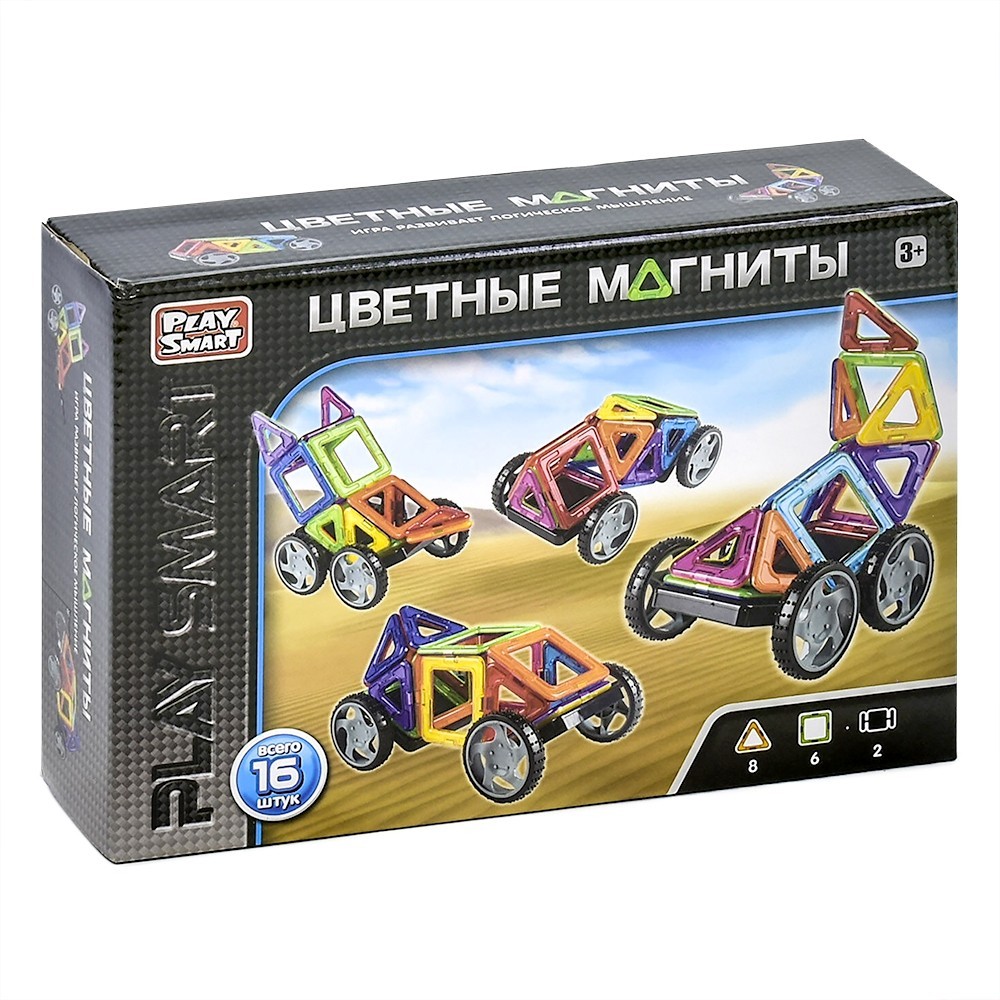 

Магнитный конструктор Play Smart Цветные Магниты 16 деталей (2426)