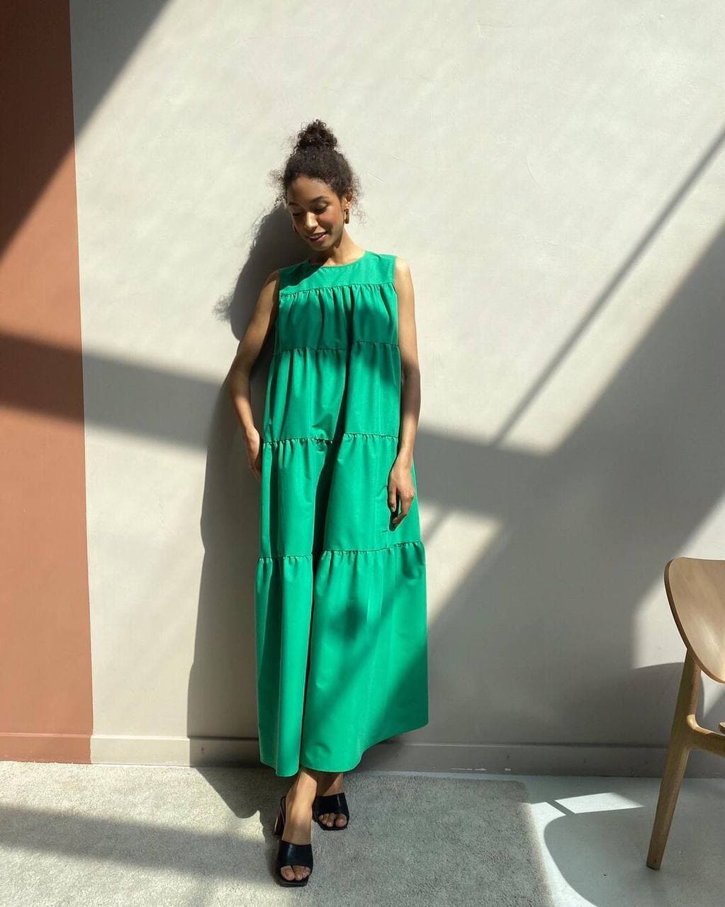 

Женское платье свободное STL0030 One size зеленое